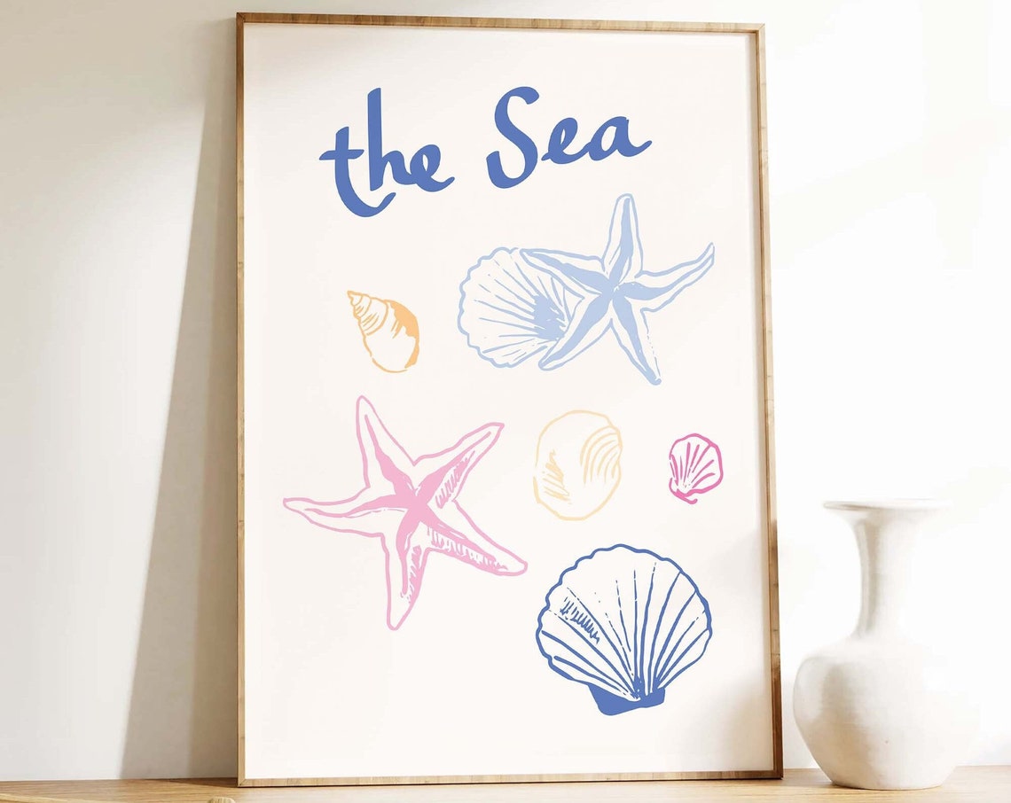 The Sea Pastel Seashell Starfish Art Poster for Coastal Decor - Image 4