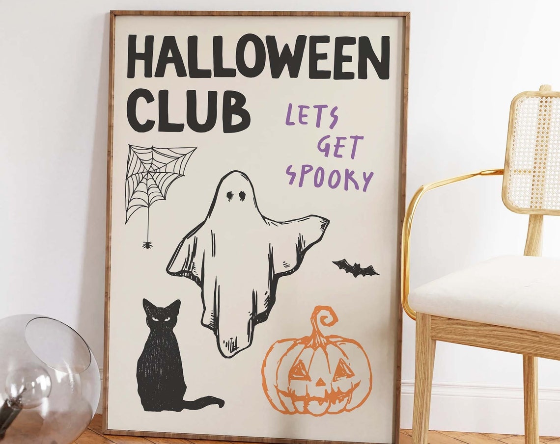 Halloween Club Lets Get Spooky Ghost Art Poster for Fall Decor - Image 4