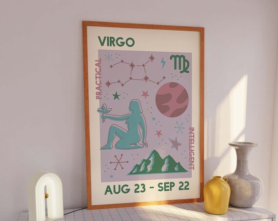 Virgo Zodiac Retro Astrology Poster Aug 23 Sep 22 Maiden Sign