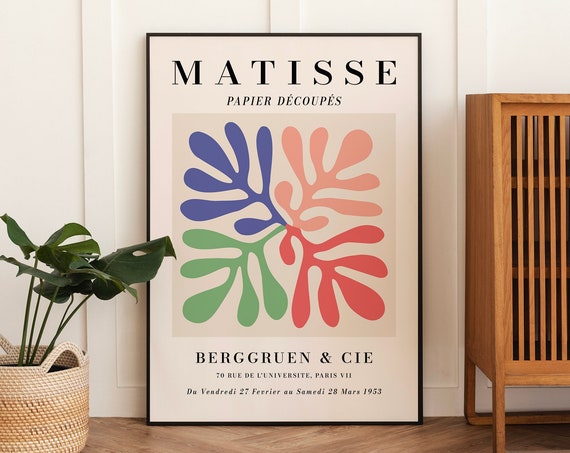 Matisse Exhibition Poster Art Paper Cut Outs French Abstract Art Winter Wall Decor Cute Trendy Wall Art