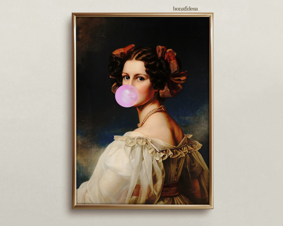 Funky Wall Art Maximalist Decor Funny Altered Quirky Feminine Surreal Eclectic Gallery Print