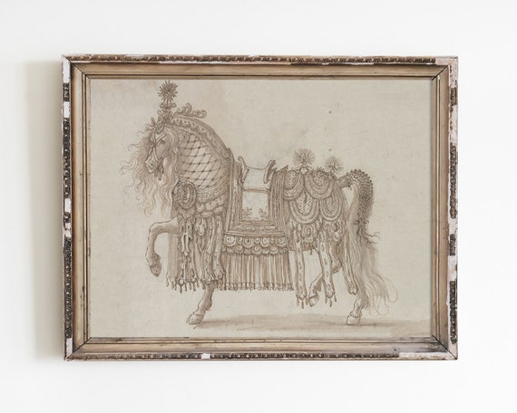 Vintage Horse Sketch Line Art Poster Print