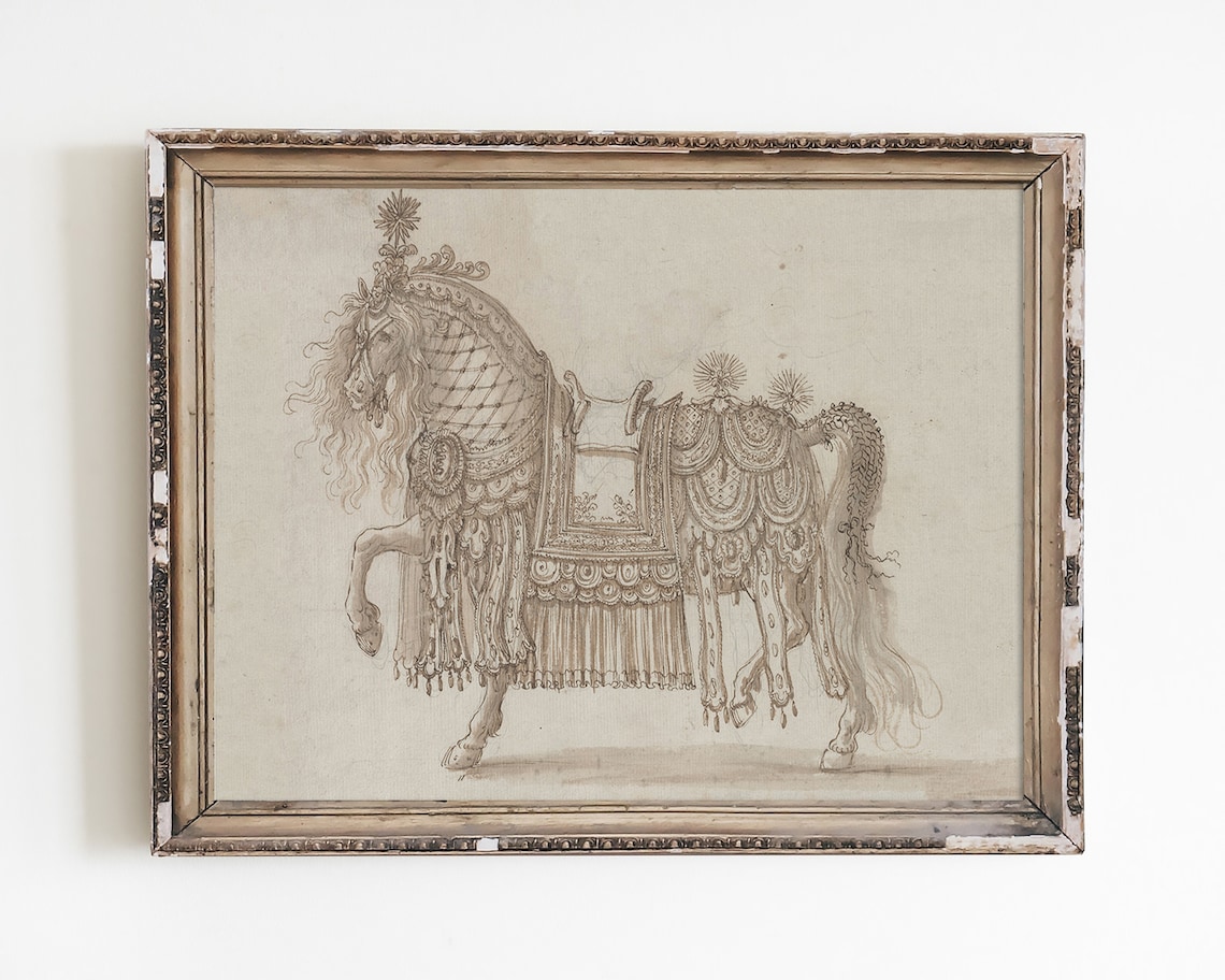 Vintage Horse Sketch Line Art Poster Print