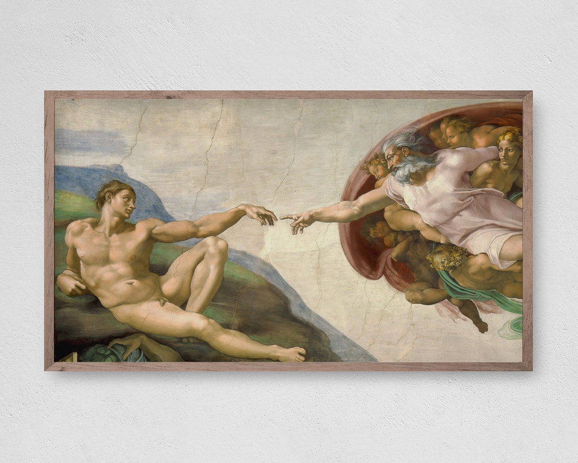 Michelangelo The Creation of Adam Sistine Chapel Fresco Art Poster