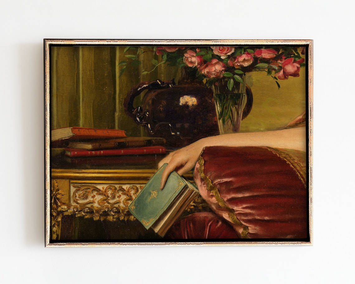 Vintage Portrait Painting Art Print, Eclectic Wall Decor