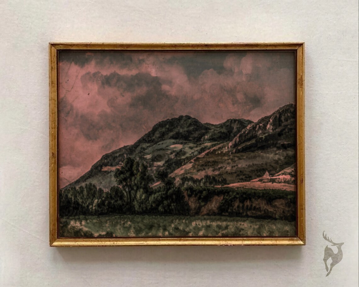 Vintage Surreal Landscape Poster, Dark Academia Decor