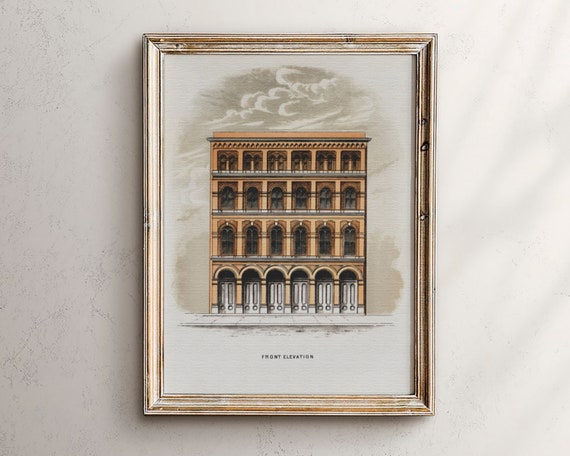 Vintage Architecture Sketch Art Print Line Ink Drawing Minimalist Wall