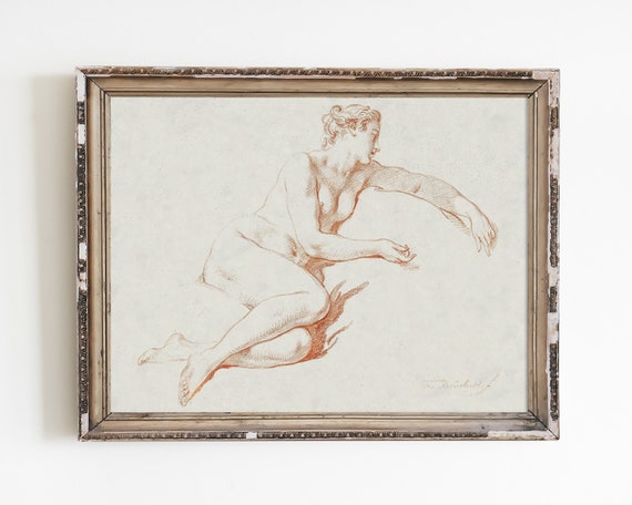 Female Figure Vintage Sketchcharcoal Drawingprintable Wall Artdigital Downloadminimalist Line Artboho Decorretro Poster
