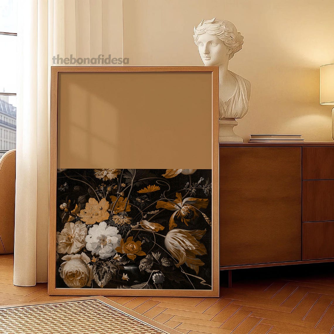 Moody Dark Floral Oil Painting Vintage Botanical Still Life Print