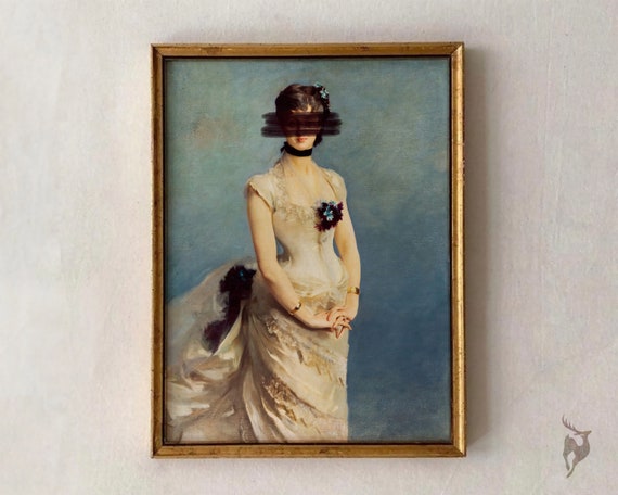 Altered Art Portrait Vintage Rococo Woman Maximalist Wall Decor