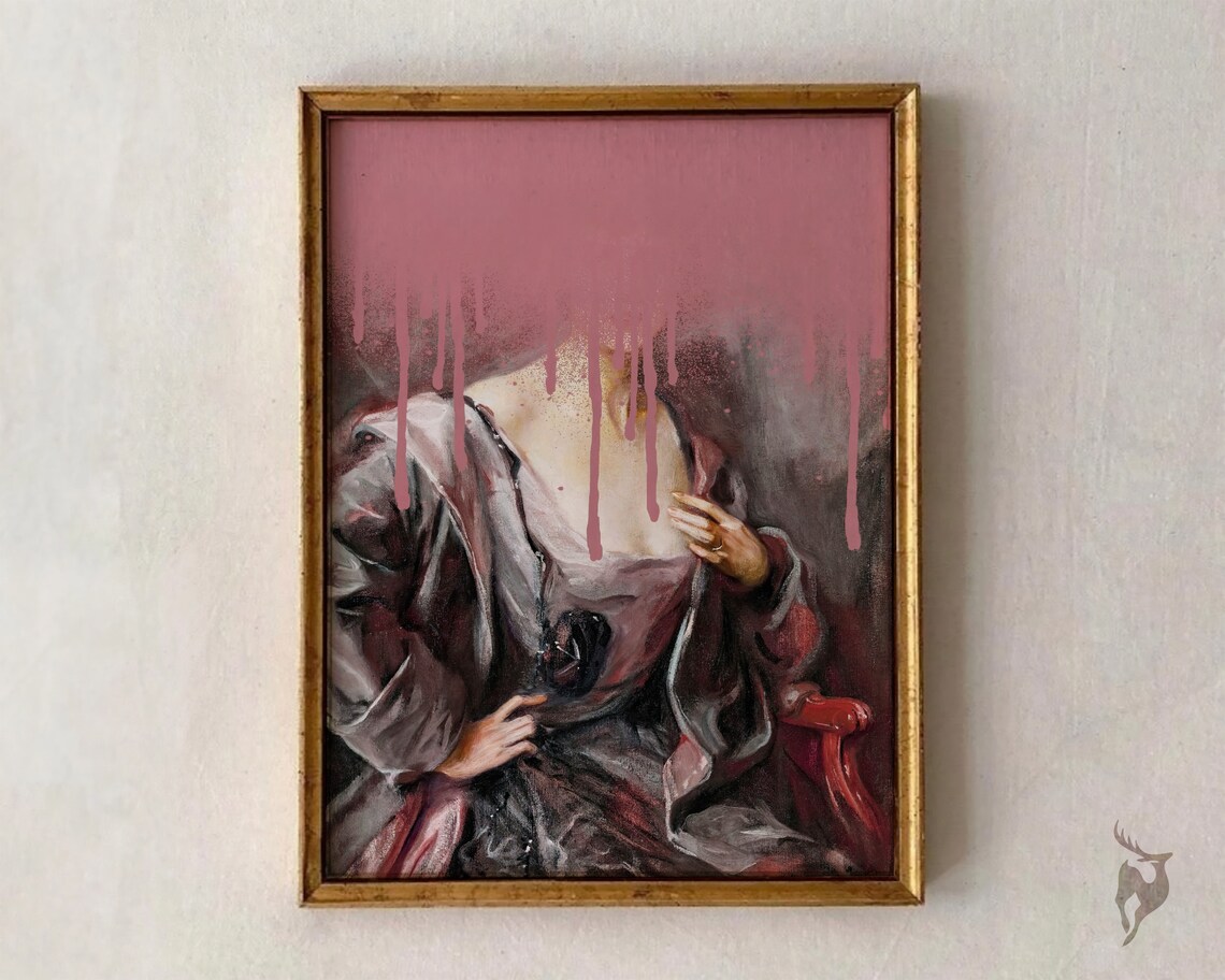 Maximalist Altered Art Portrait, Baroque Poster Print