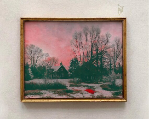 Surreal Winter Landscapemaximalist Decormoody Wall Art Printsvintage Oil Painting Posterdark Academia Decoreclectic Altered
