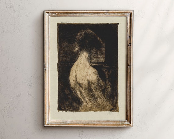 Nude Edgy Woman Drawing Prints Charcoal Figure Female Instant Art Figurative Sketch Bedroom Wall