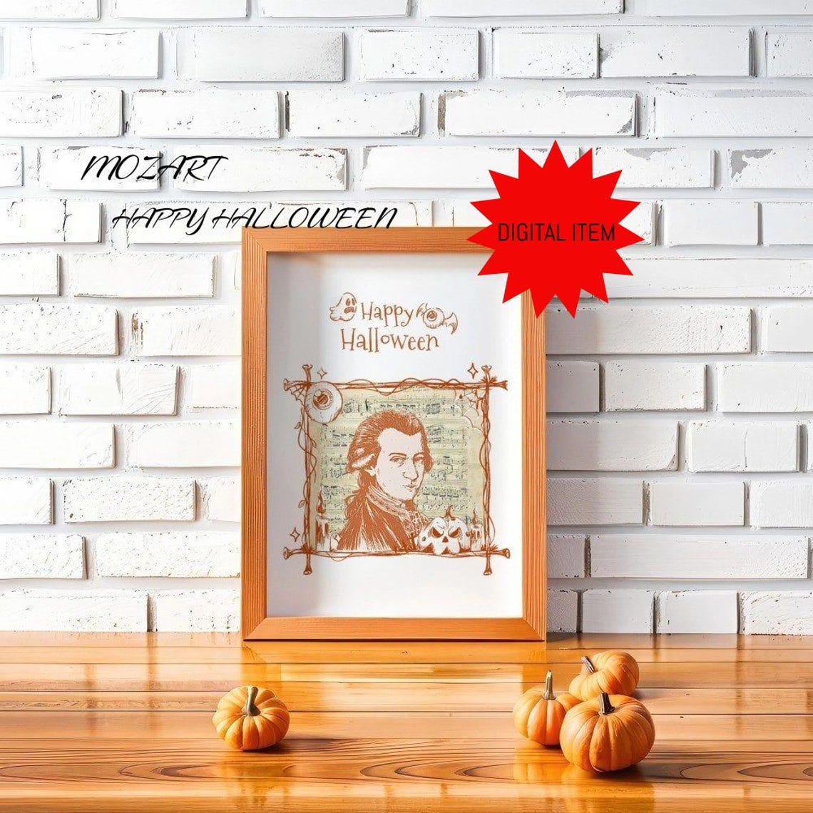 Mozart Happy Halloween Portrait Sheet Music Composer Art Poster