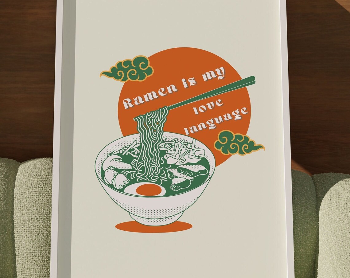 Ramen Is My Love Language Retro Ramen Bowl Illustration Poster