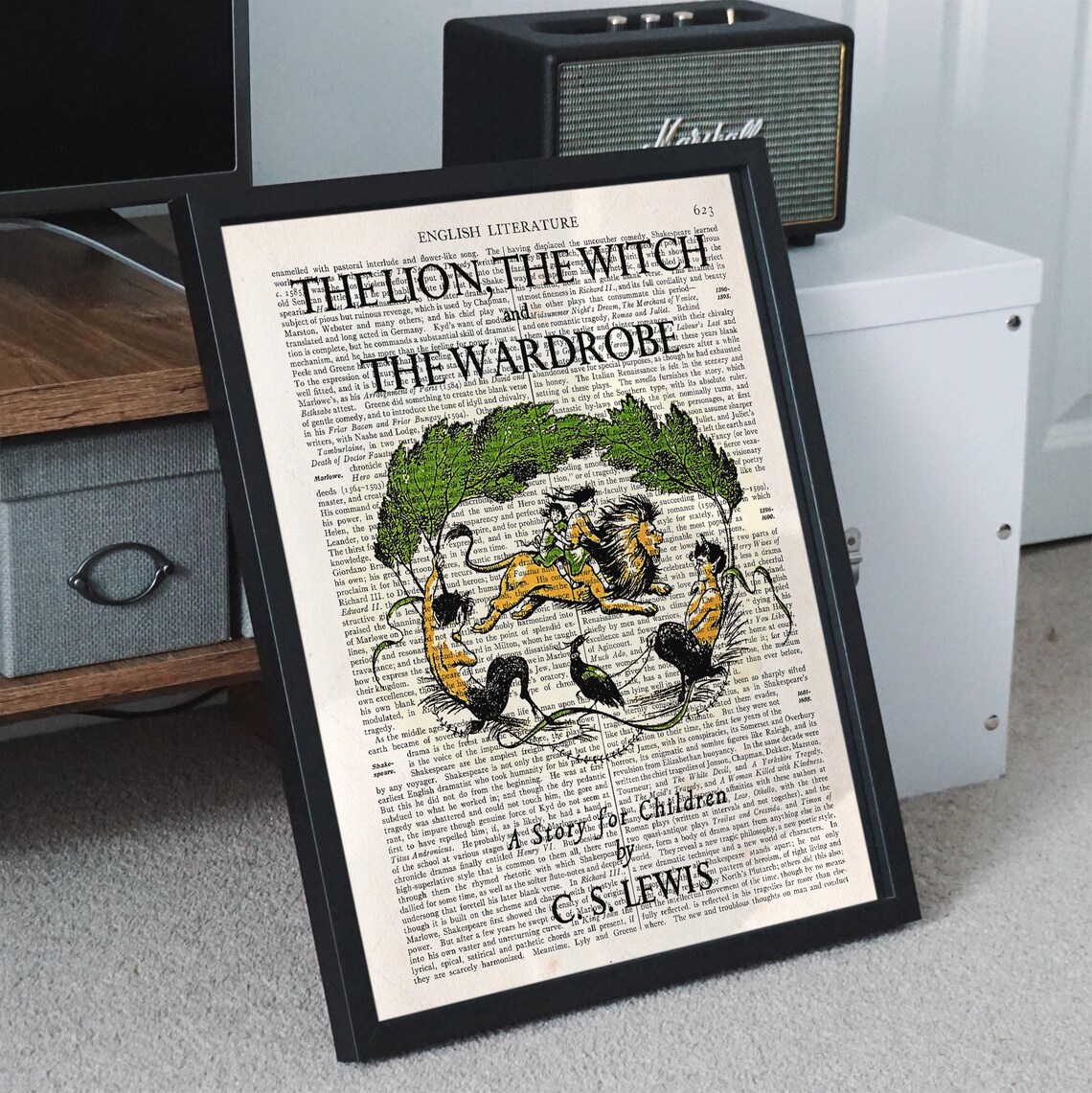 C S Lewis The Lion The Witch And The Wardrobe Aslan Book Page Art Print - Image 3