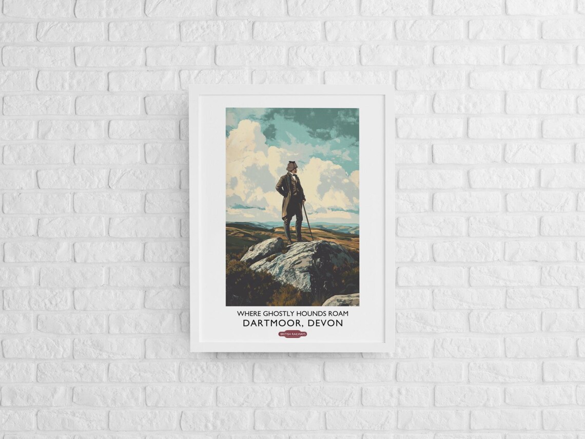 Dartmoor Devon Sherlock Holmes Ghostly Hound Moor Vintage Travel Poster - Image 3