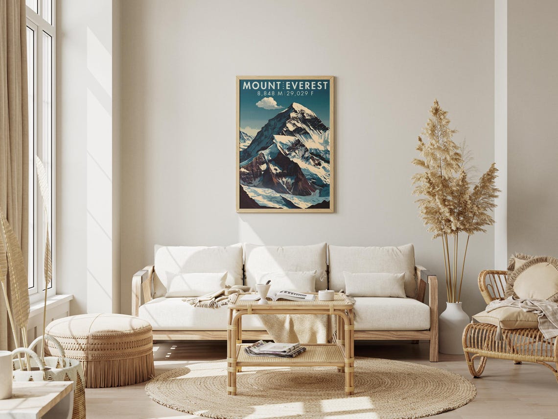 Mount Everest Vintage Travel Poster Snow Peak 8848M Asia Adventure - Image 2
