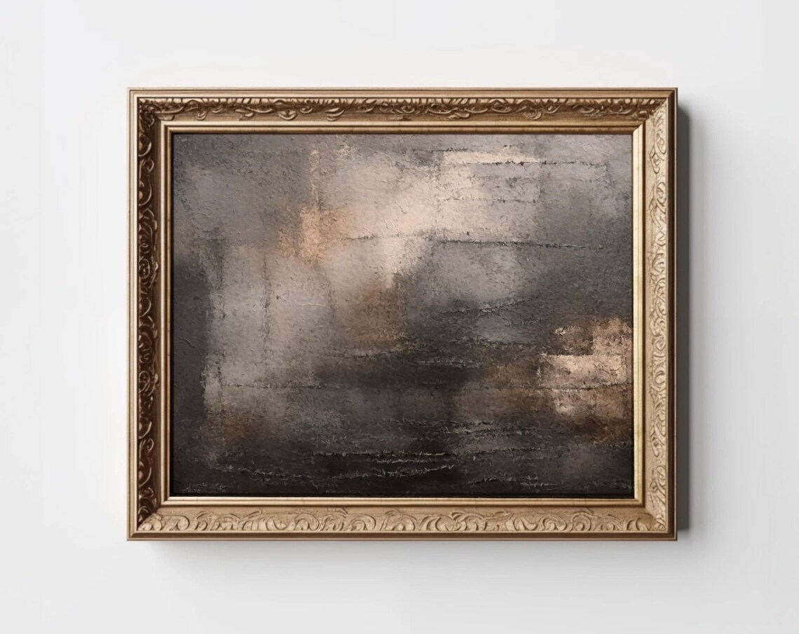 Dark Moody Abstract Art Print, Modern Organic Decor