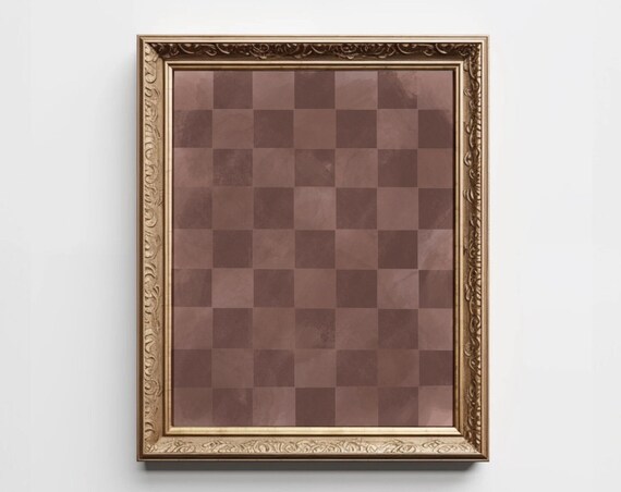 Moody Mauve Checkerboard Pattern Watercolor Trendy Abstract Poster