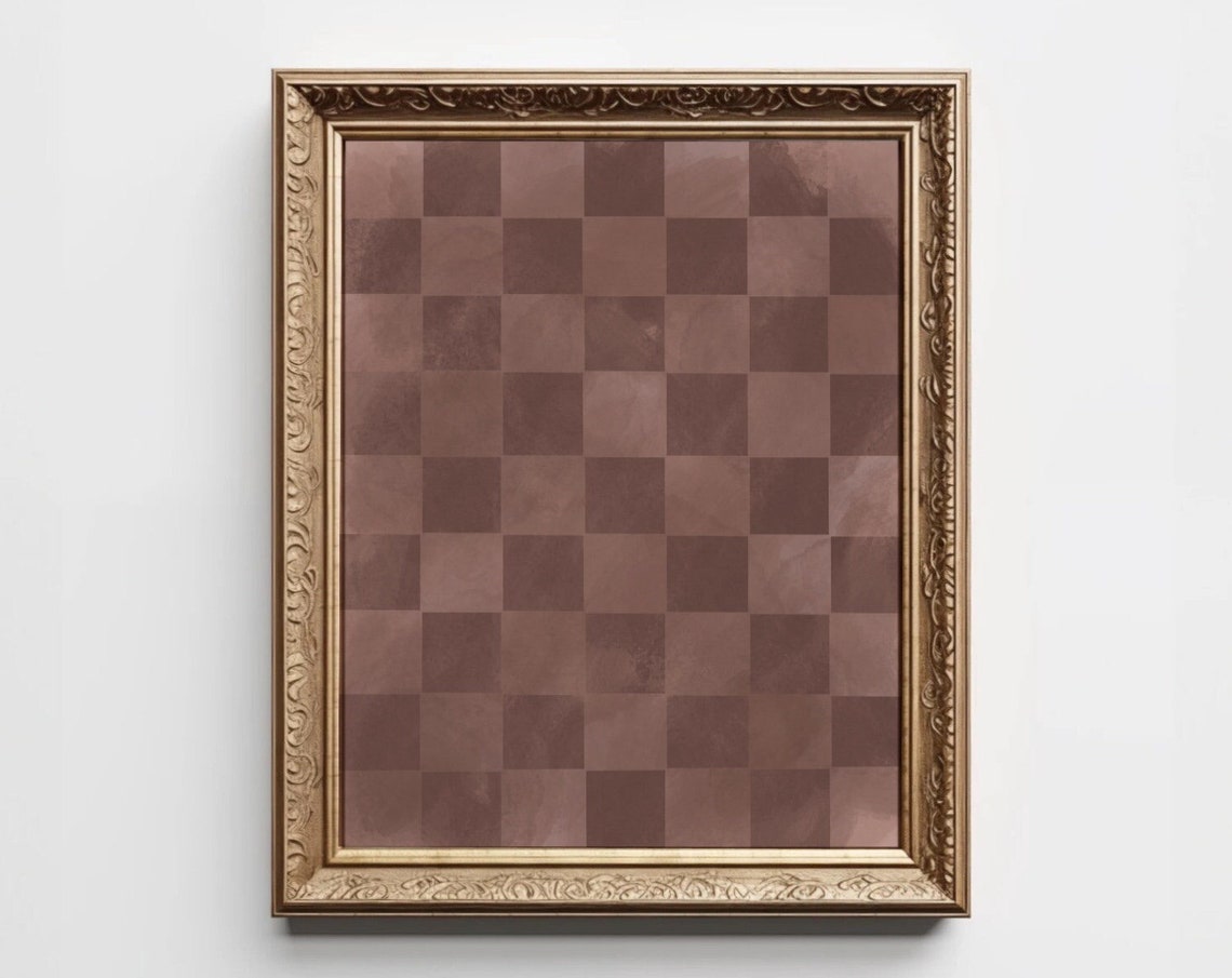 Moody Mauve Checkerboard Pattern Watercolor Trendy Abstract Poster