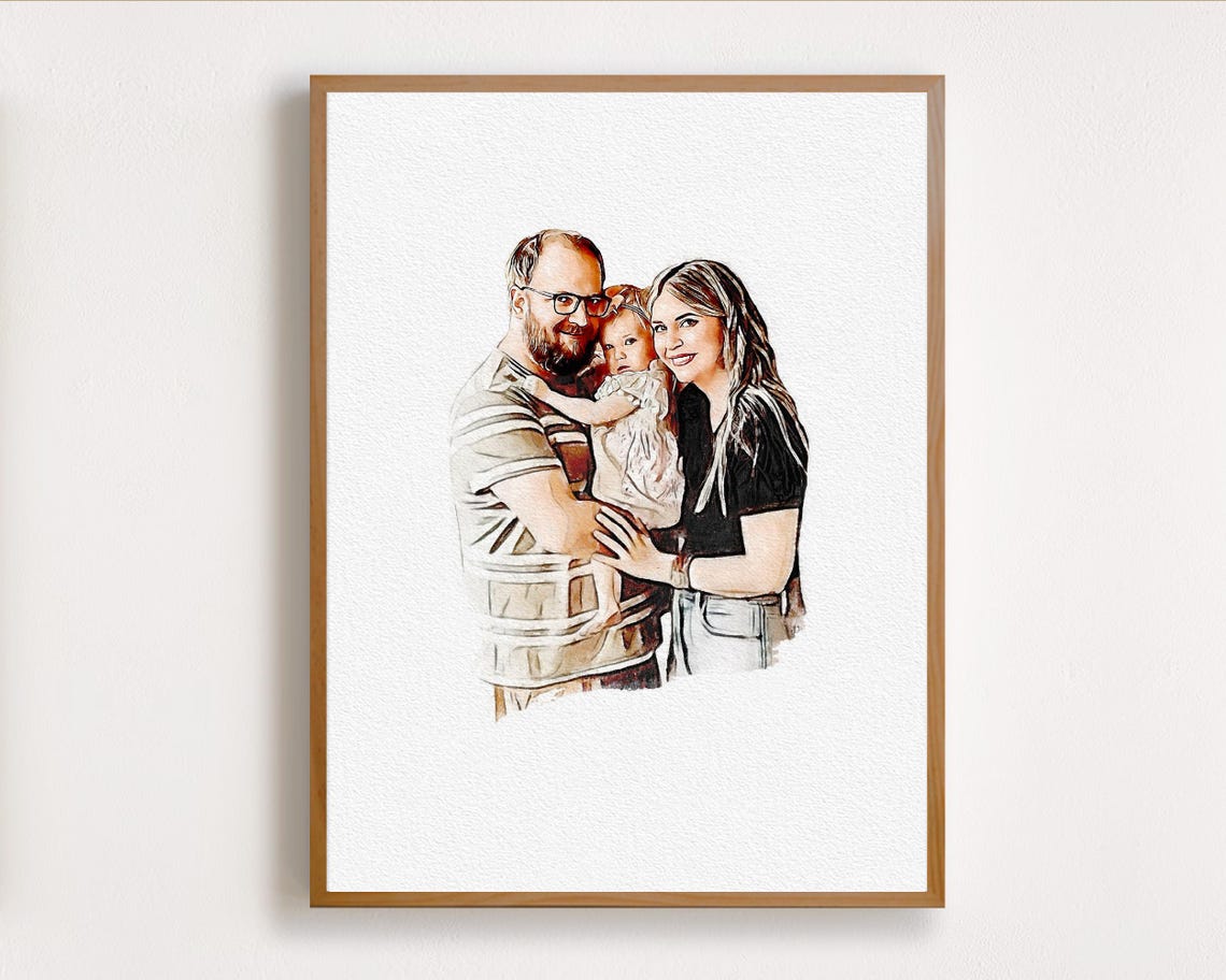 Custom Big Family Portrait Holiday Family Painting Watercolor Family Xmas Family Christmas Drawing Personalized Large Family Art - Image 8
