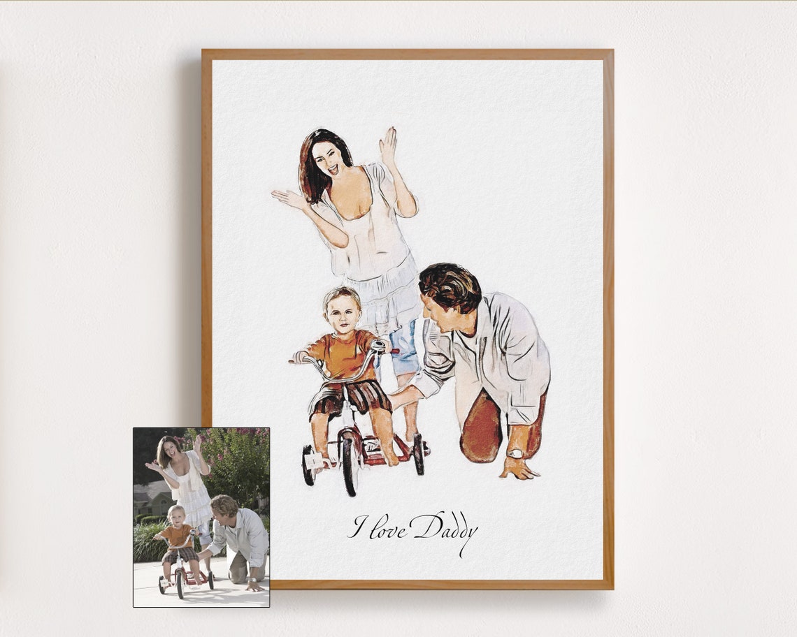 Thomas and Daddy Piggyback Ride Watercolor Father Son Memory Poster - Image 8