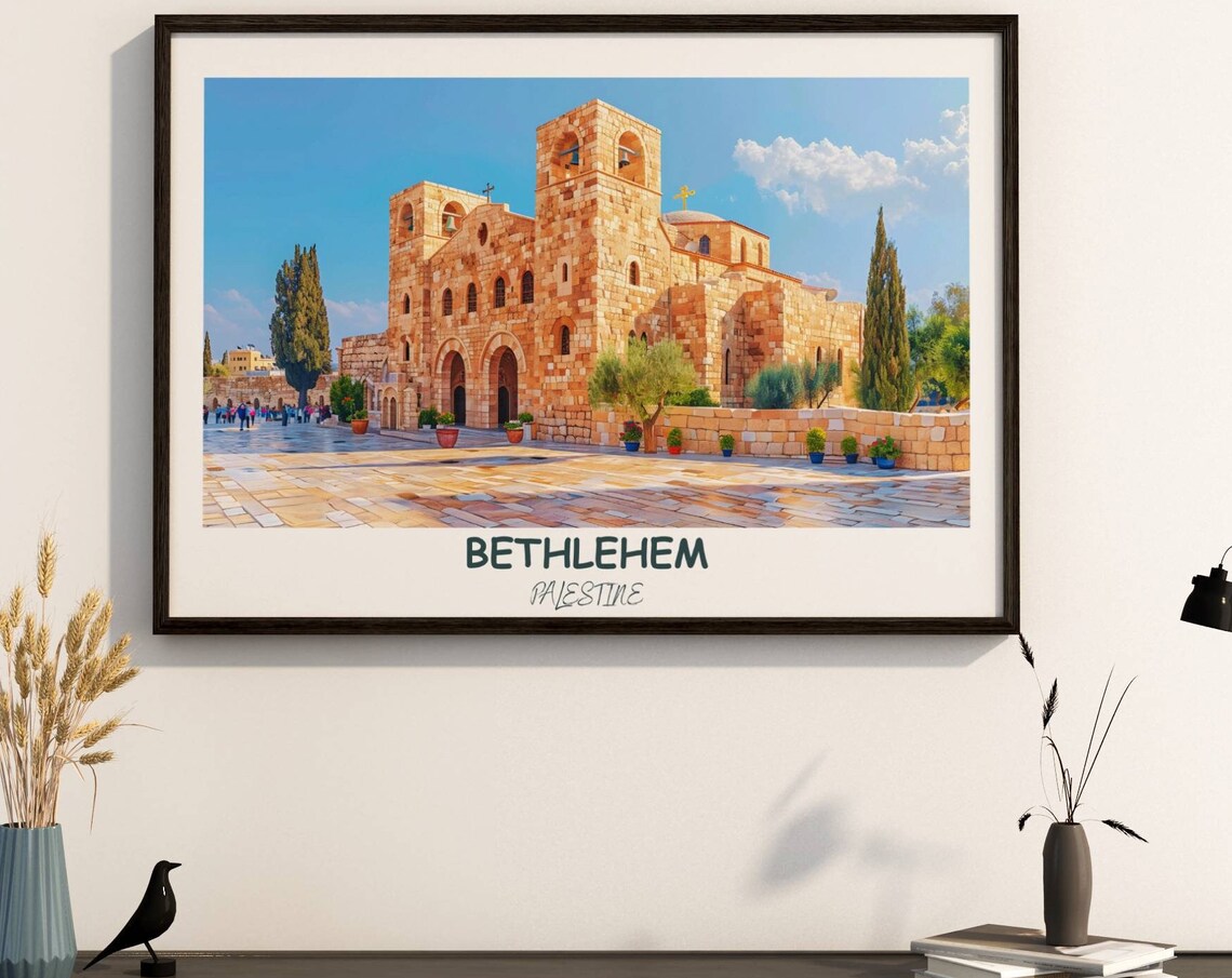 Bethlehem Church of the Nativity Courtyard Palestine Travel Poster