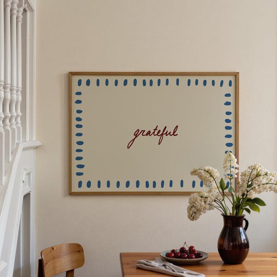 Grateful Print Handdrawn Typography Poster Home Decor Horizontal