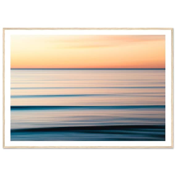 Minimalist Ocean Sunset Abstract Photo Print in Soft Peach Tones