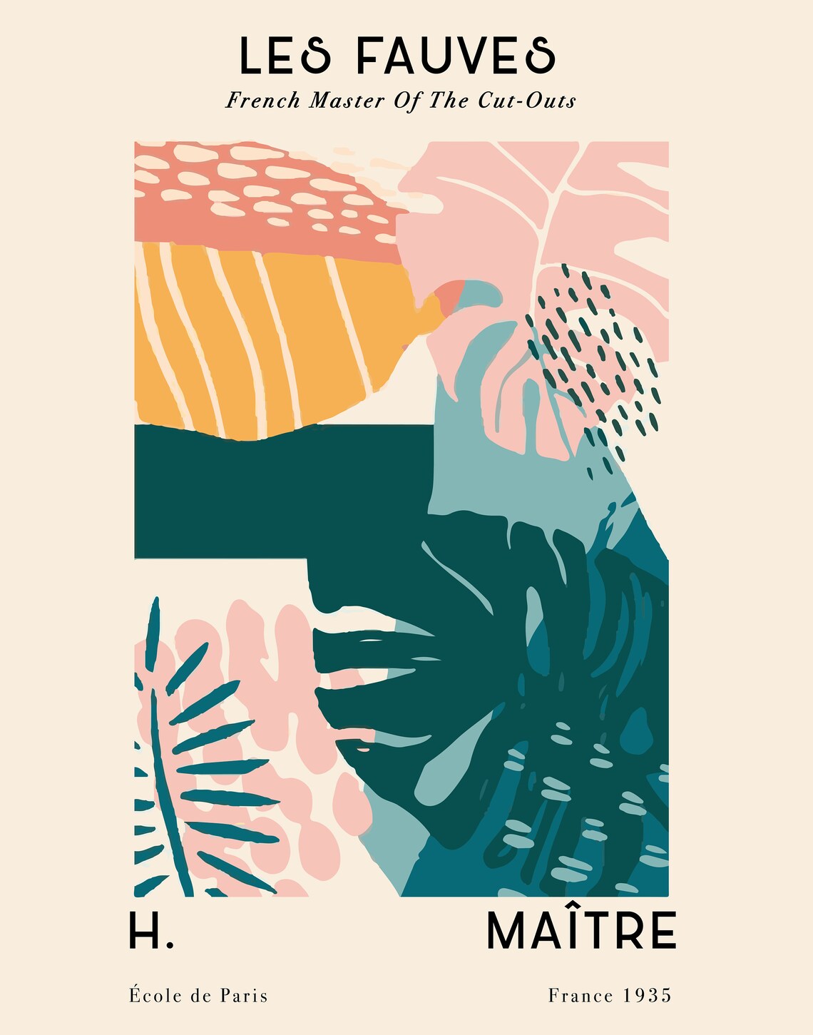 Les Fauves Tropical Leaf Cut Outs French Art Gallery Style Poster - Image 3