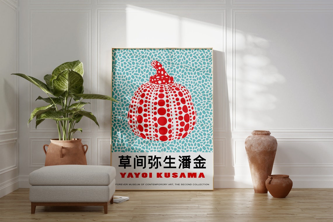 Yayoi Kusama Red Pumpkin Dotted Museum Exhibition Art Poster