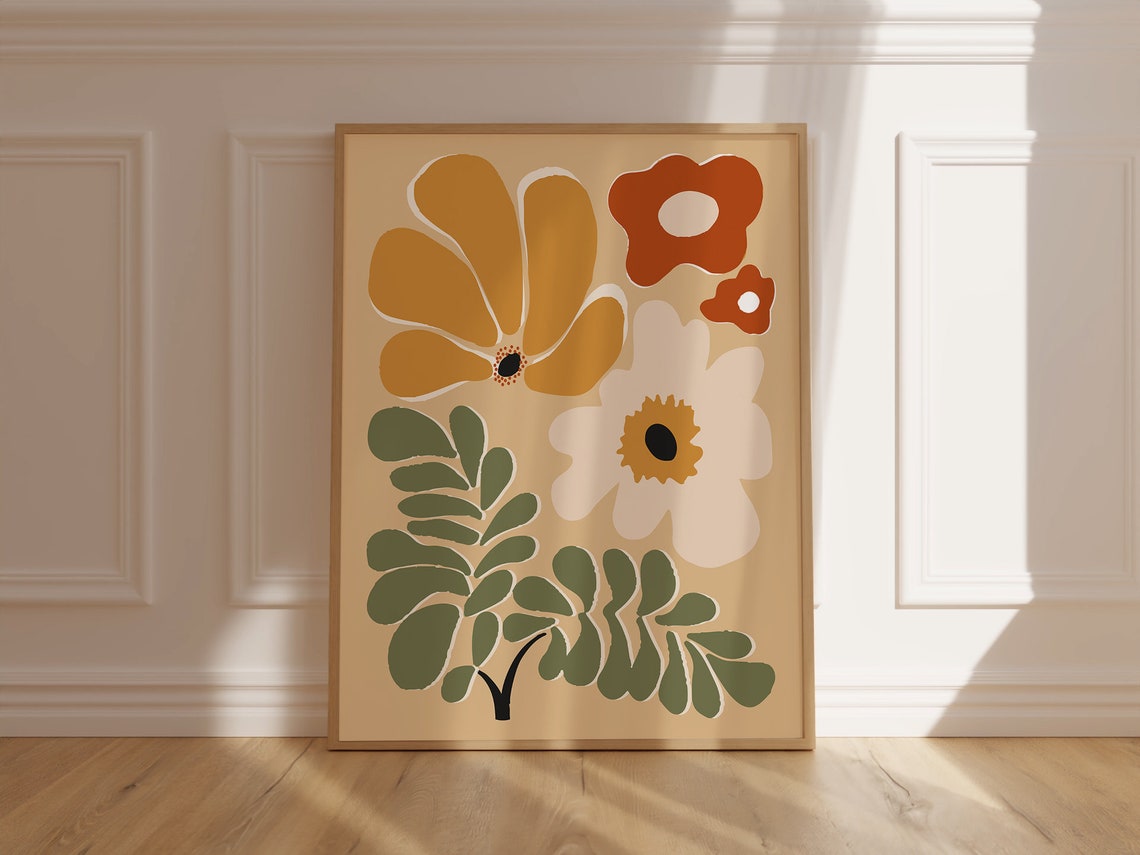 Mustard Marigold Bloom Abstract Botanical Gallery Decor Art Print
