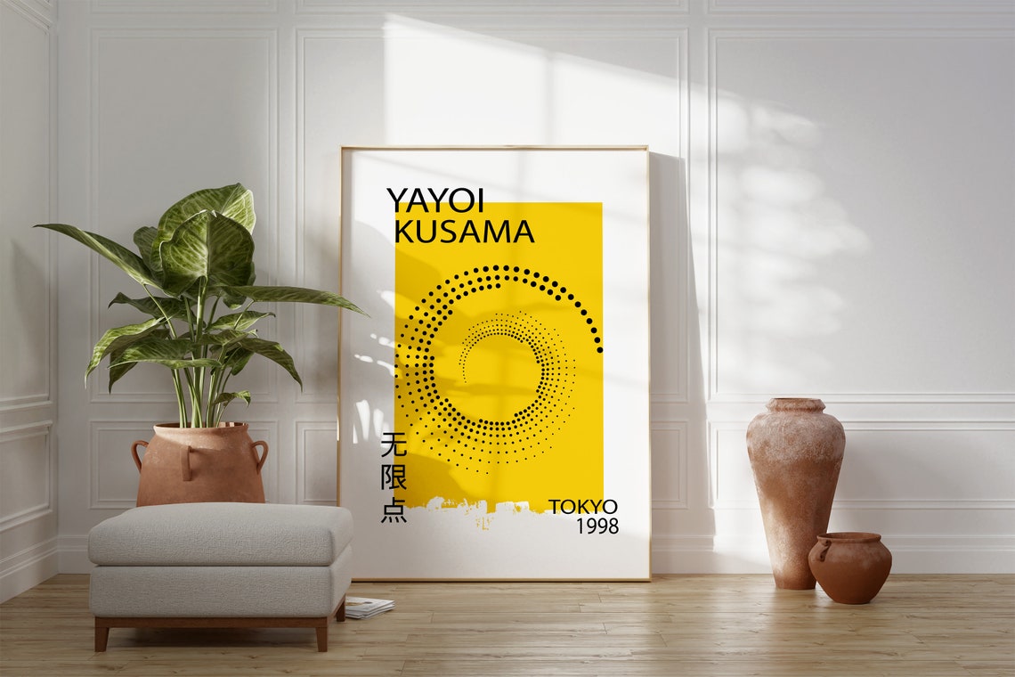 Yayoi Kusama 1998 Yellow Dotted Spiral Tokyo Gallery Art Poster - Image 4