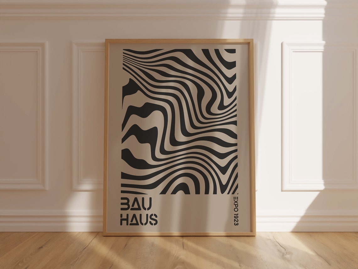 Bauhaus Expo 1923 Black Wavy Lines Bold Modernist Art Poster - Image 4