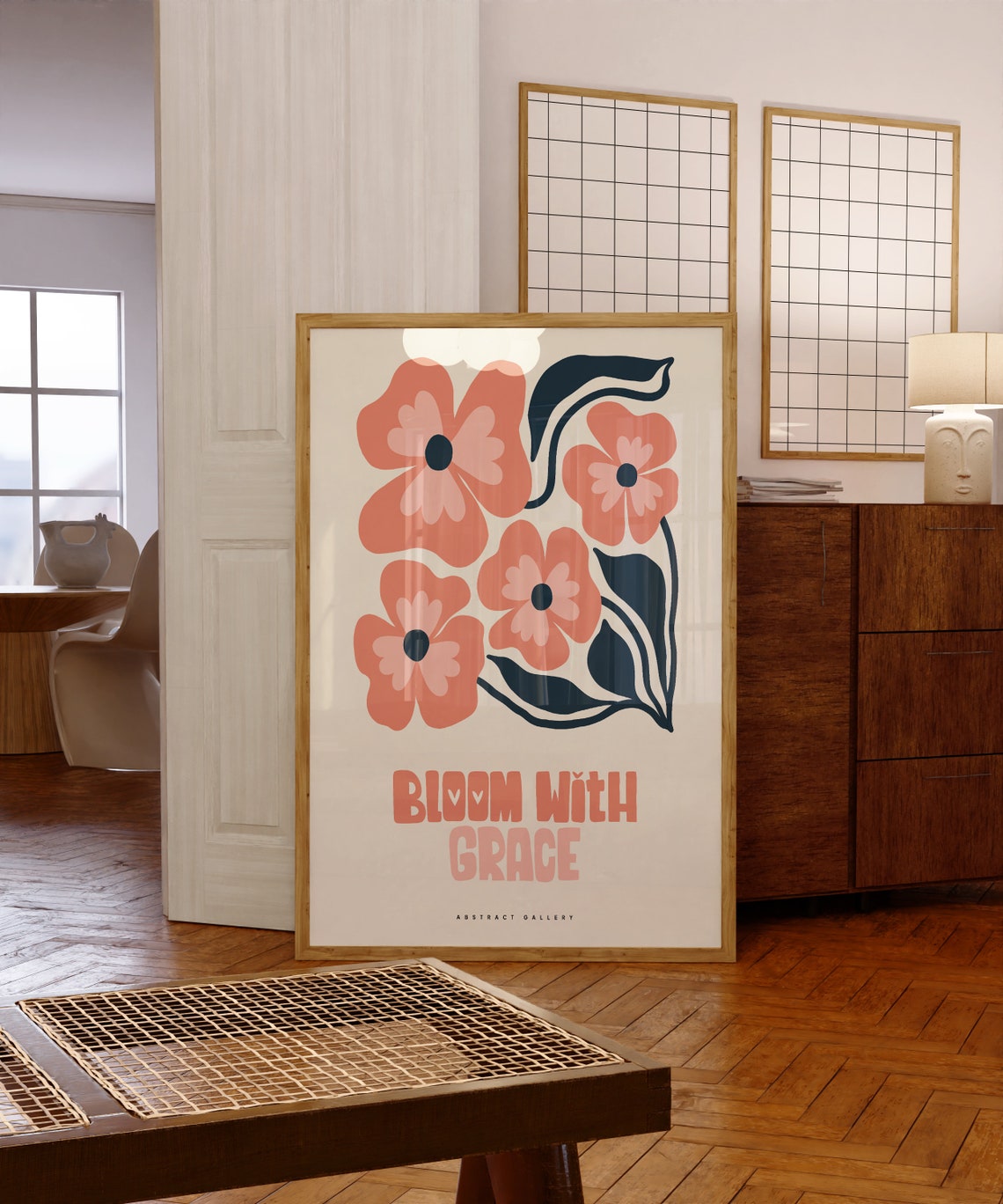 Bloom With Grace Coral Floral Quote Gallery Decorative Poster - Image 6