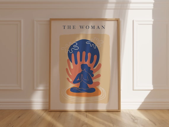 The Woman Meditating Sun Abstract Modern Empowering Art Poster