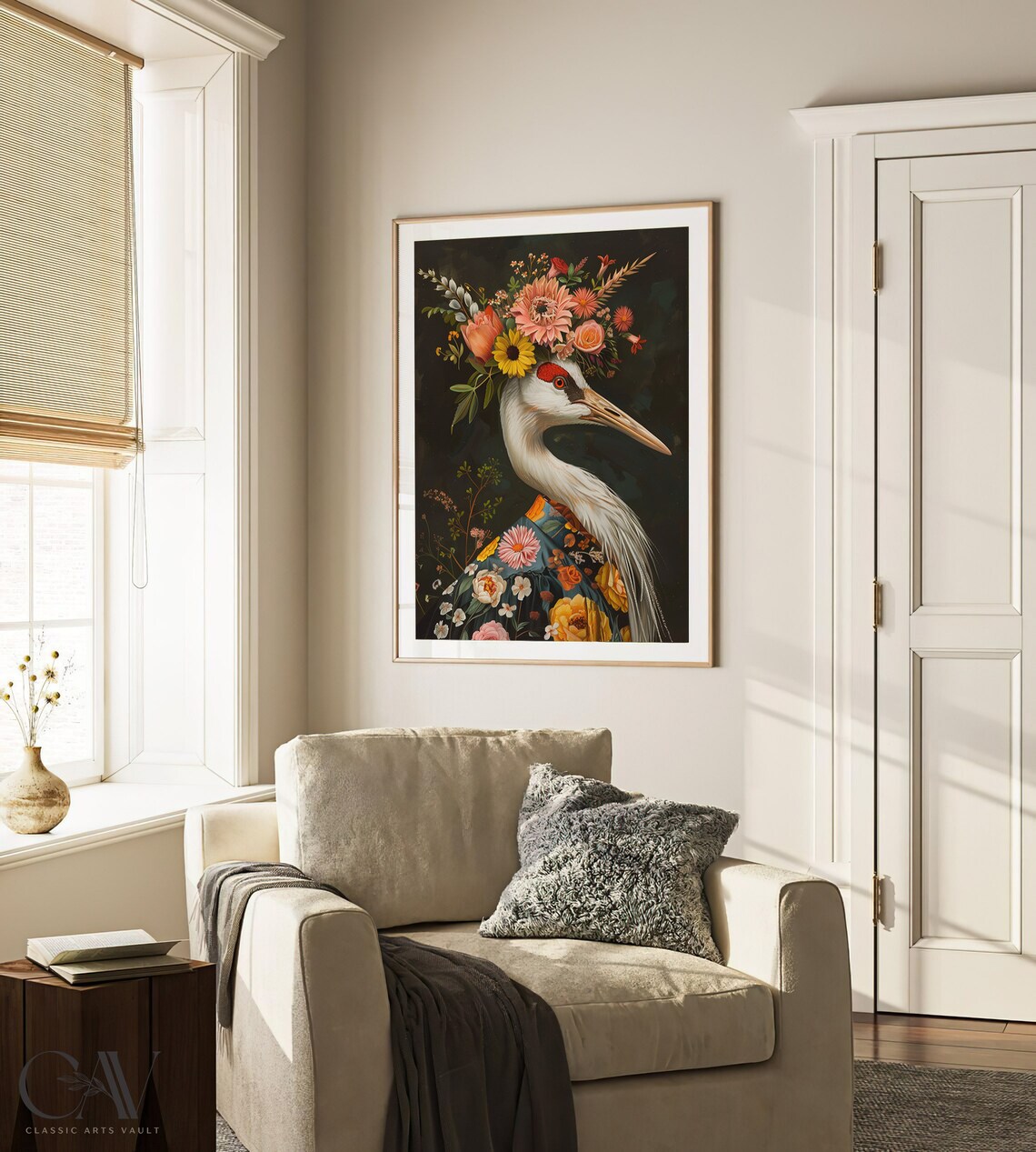Crane Maximalist Eclectic Animal Portrait Art Print - Image 3