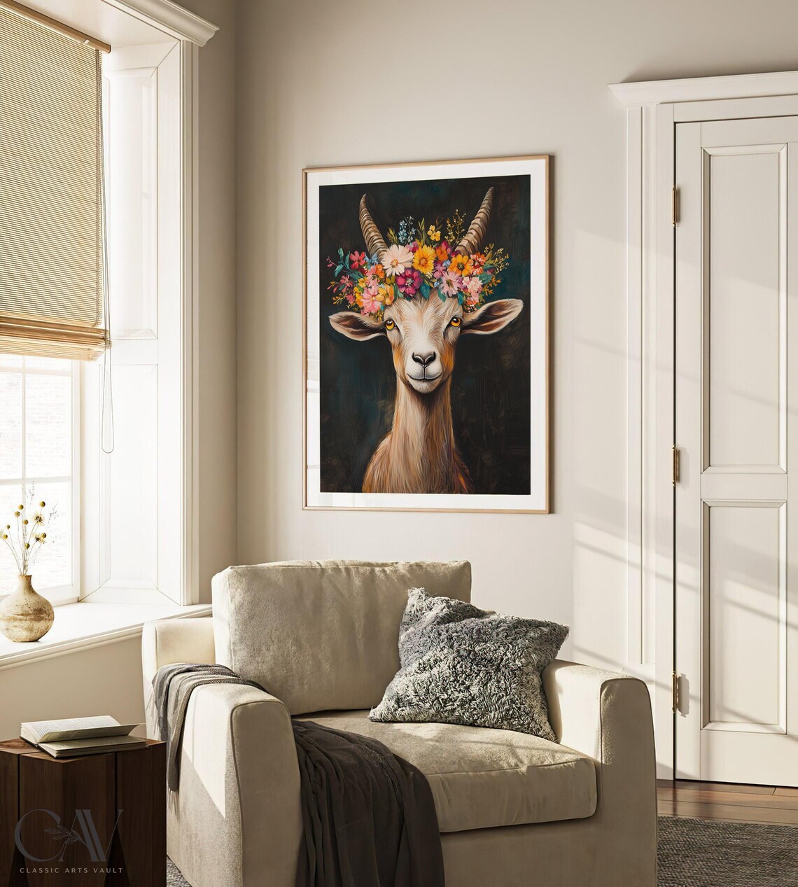 Goat Maximalist Eclectic Animal Portrait Print - Image 3