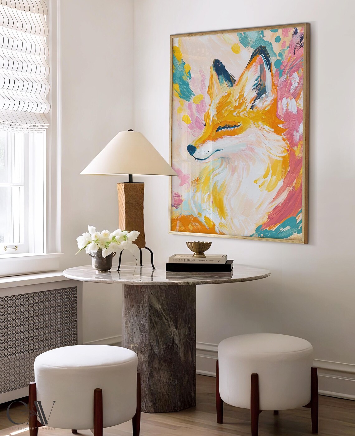 Dreamy Fox Colorful Portrait Pastel Modern Wildlife Animal Poster - Image 4