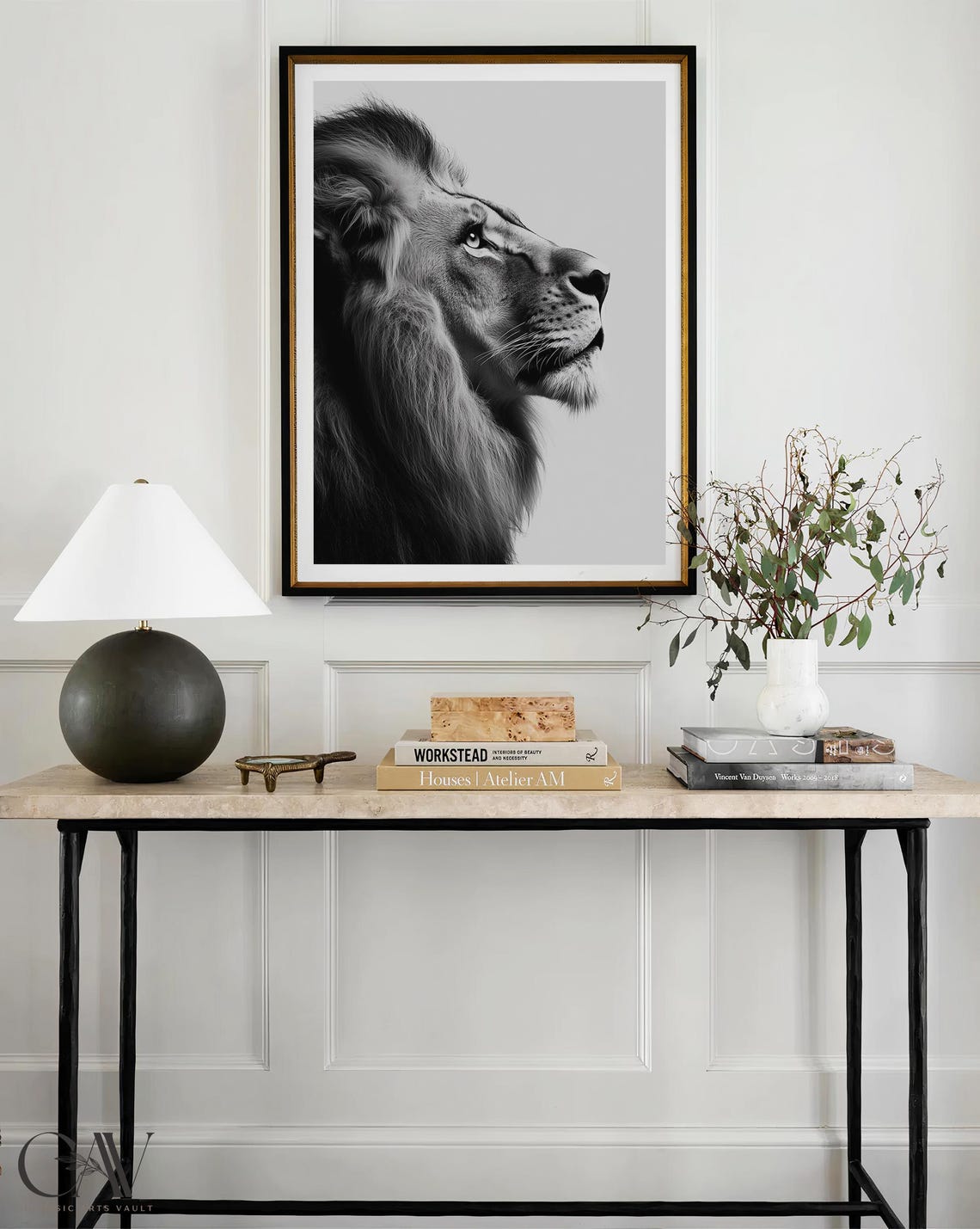 Lion Profile Black and White Photography Portrait Animal Wall Art - Image 3