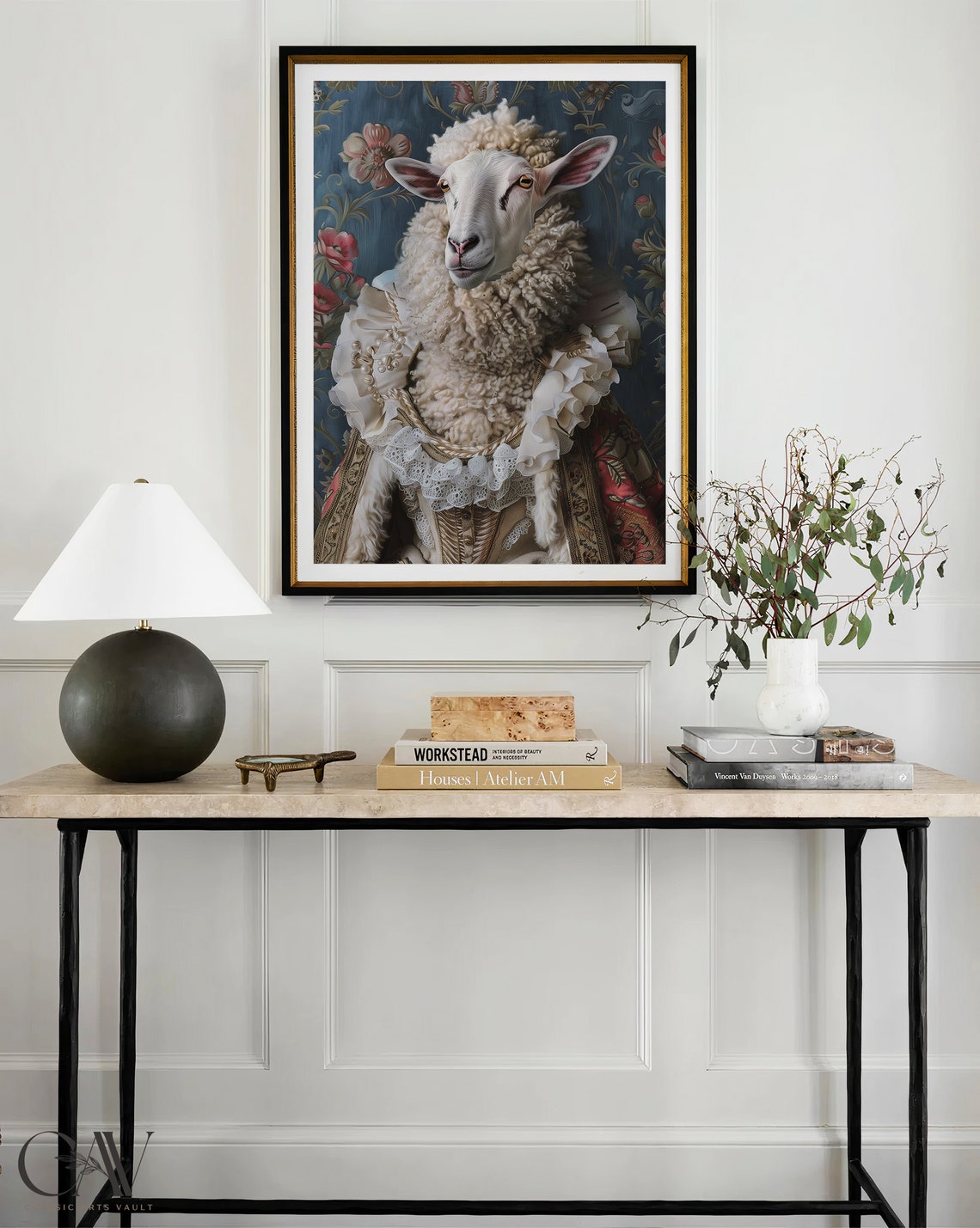 Sheep Royal Renaissance Portrait White Lace Ruff Animal Wall Art - Image 4