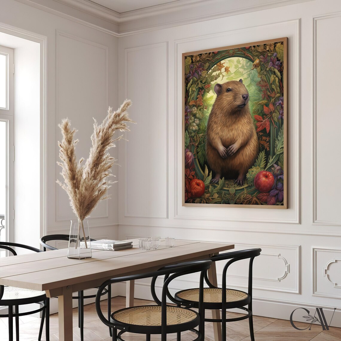 William Morris-Inspired Capybara Autumn Art Print - Image 2