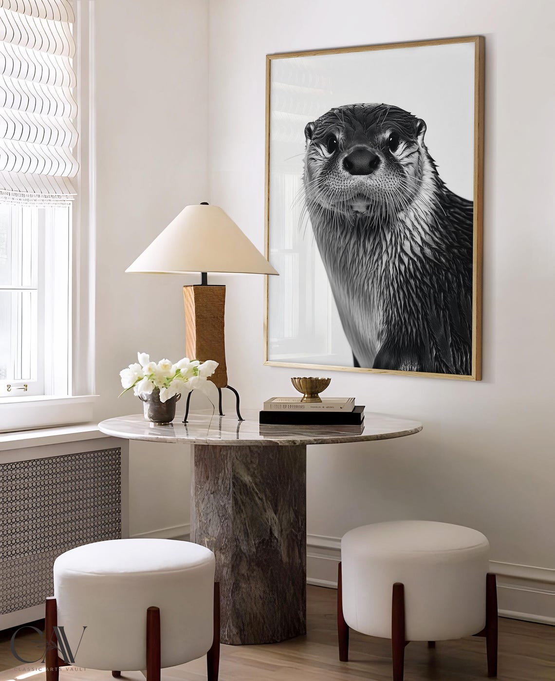 Black and White Otter Close Up Photographic Portrait Art Print - Image 4