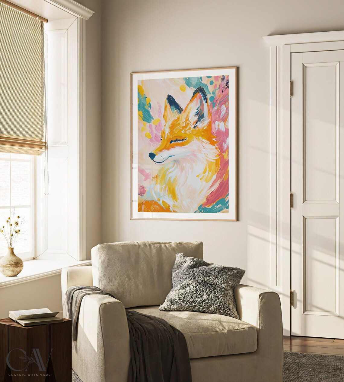 Dreamy Fox Colorful Portrait Pastel Modern Wildlife Animal Poster - Image 2