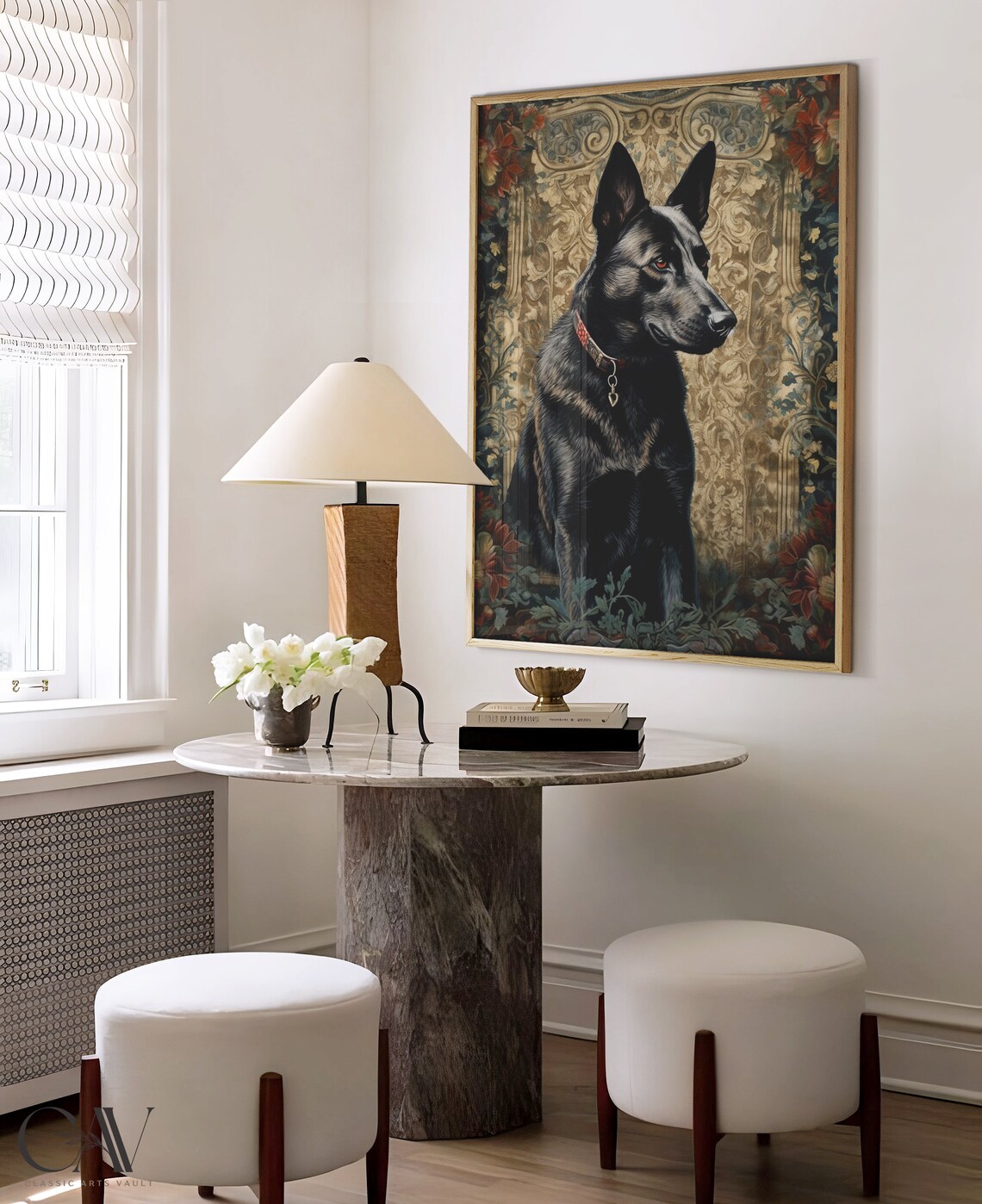 William Morris Inspired German Shepherd Dog Art Print - Image 2