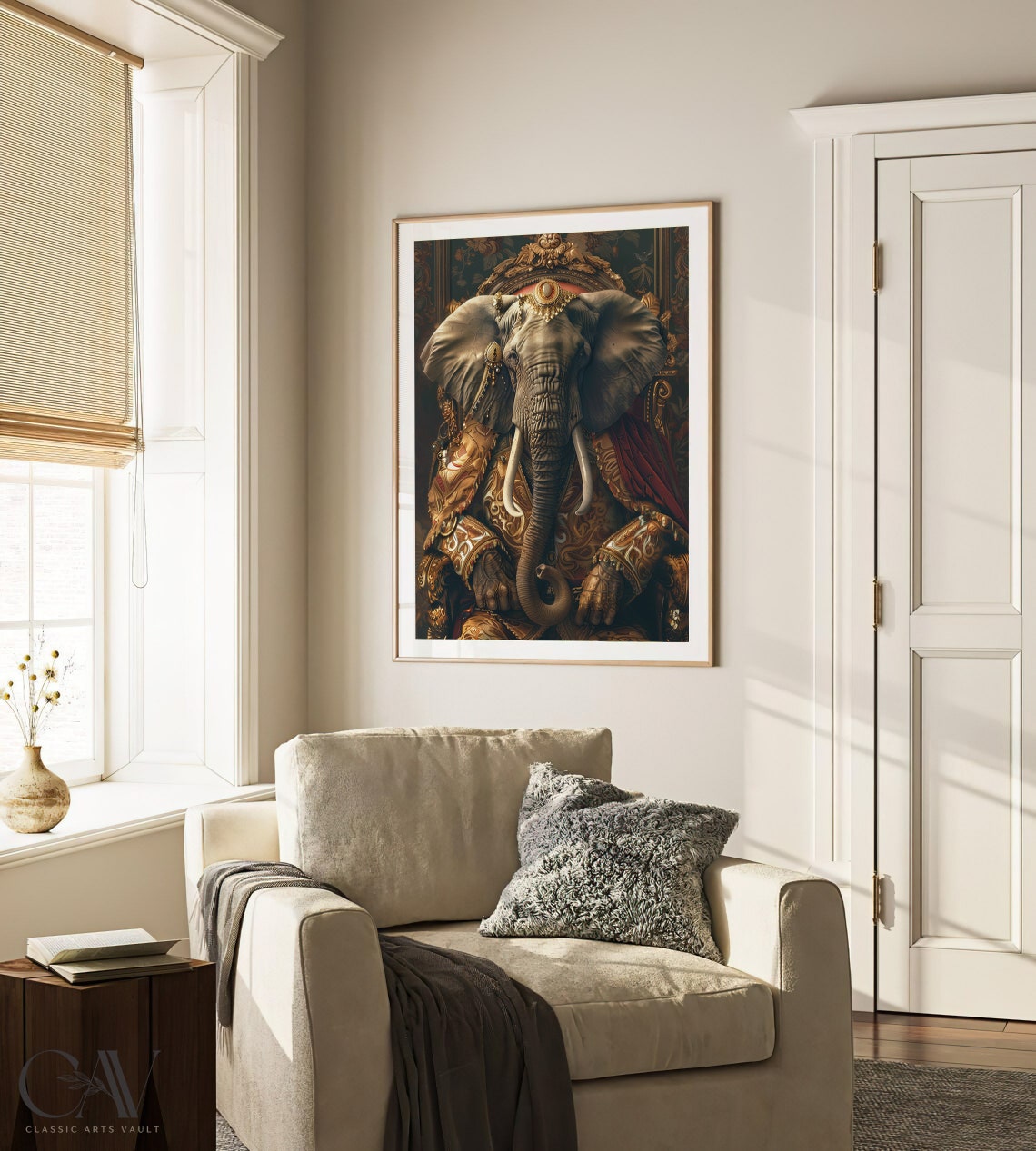 Elephant Royal Renaissance Portrait in Gold Regalia Wall Art - Image 4