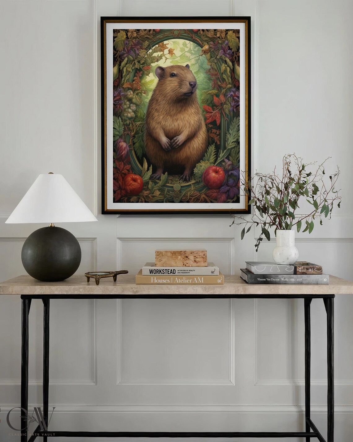 William Morris-Inspired Capybara Autumn Art Print - Image 3
