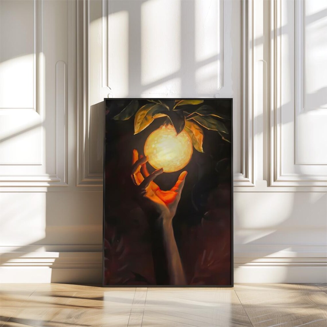 Orange Wall Painting Fruit Art Luminous Painting Mystical Illustration Surreal Art Modern Decoration Fantasy Poster Painting - Image 2