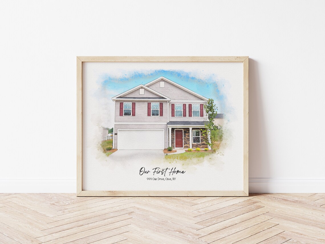 Our First Home 999 Oak Drive Olive NY Watercolor House Portrait Poster - Image 6